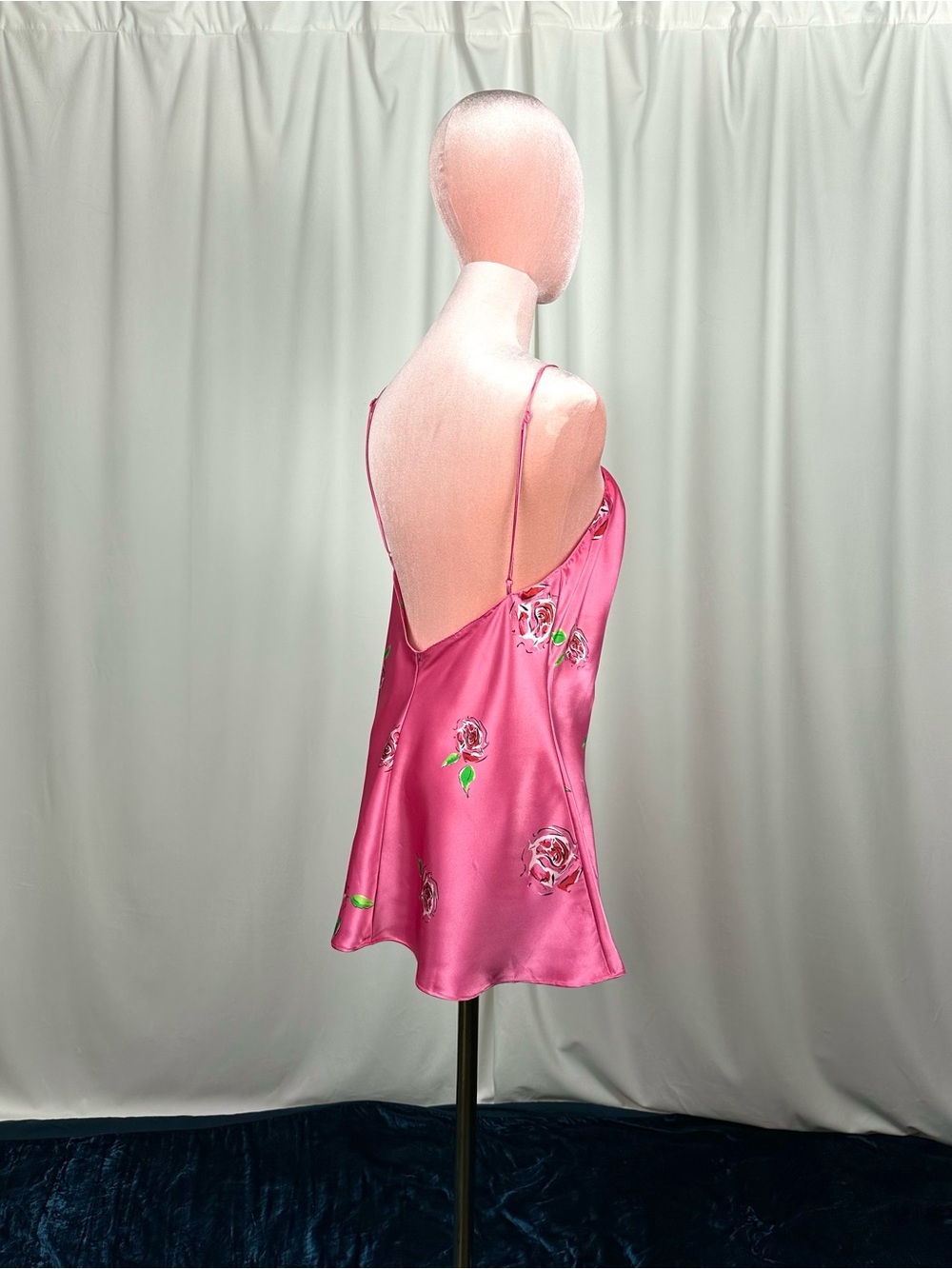 Vintage La Senza Pink Satin Rose Lace Up Babydoll Camisole Y2K Medium - Picture 5 of 16